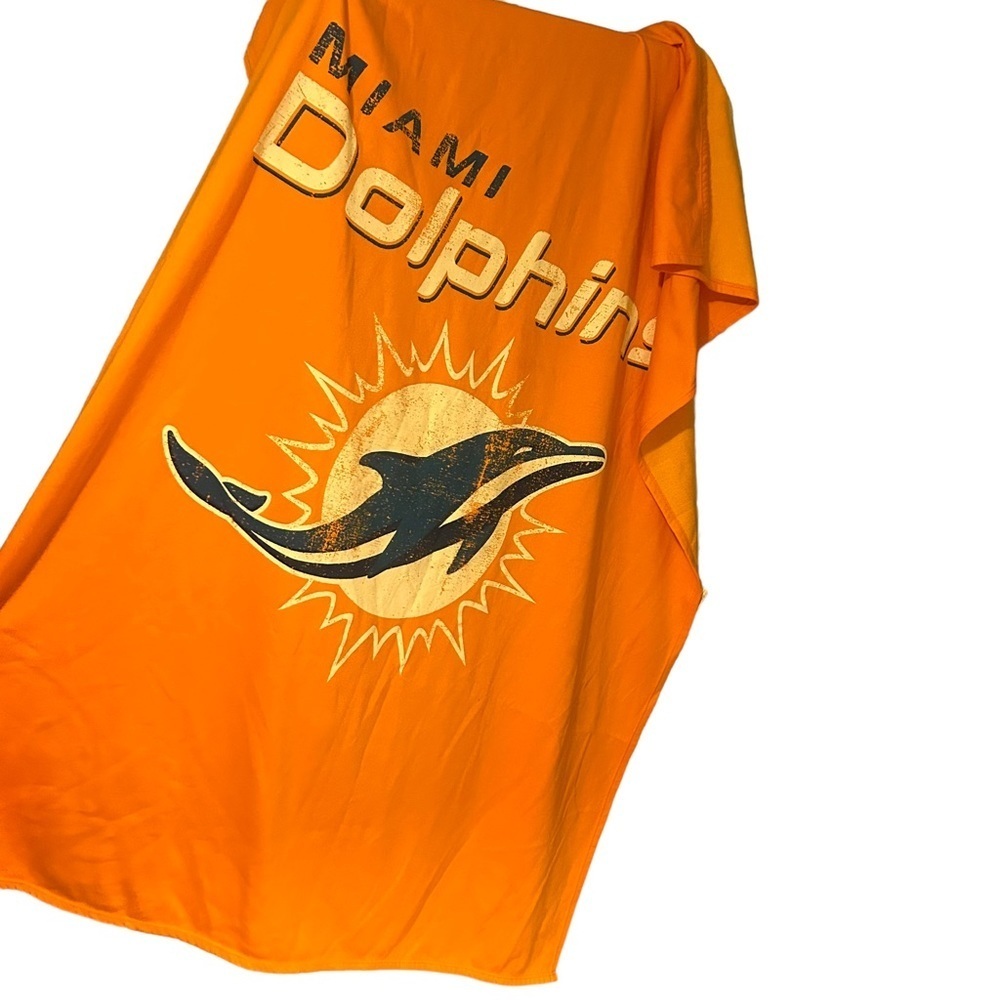 Nfl Miami Dolphins orange throw blanket 81 x 54 lightweight team